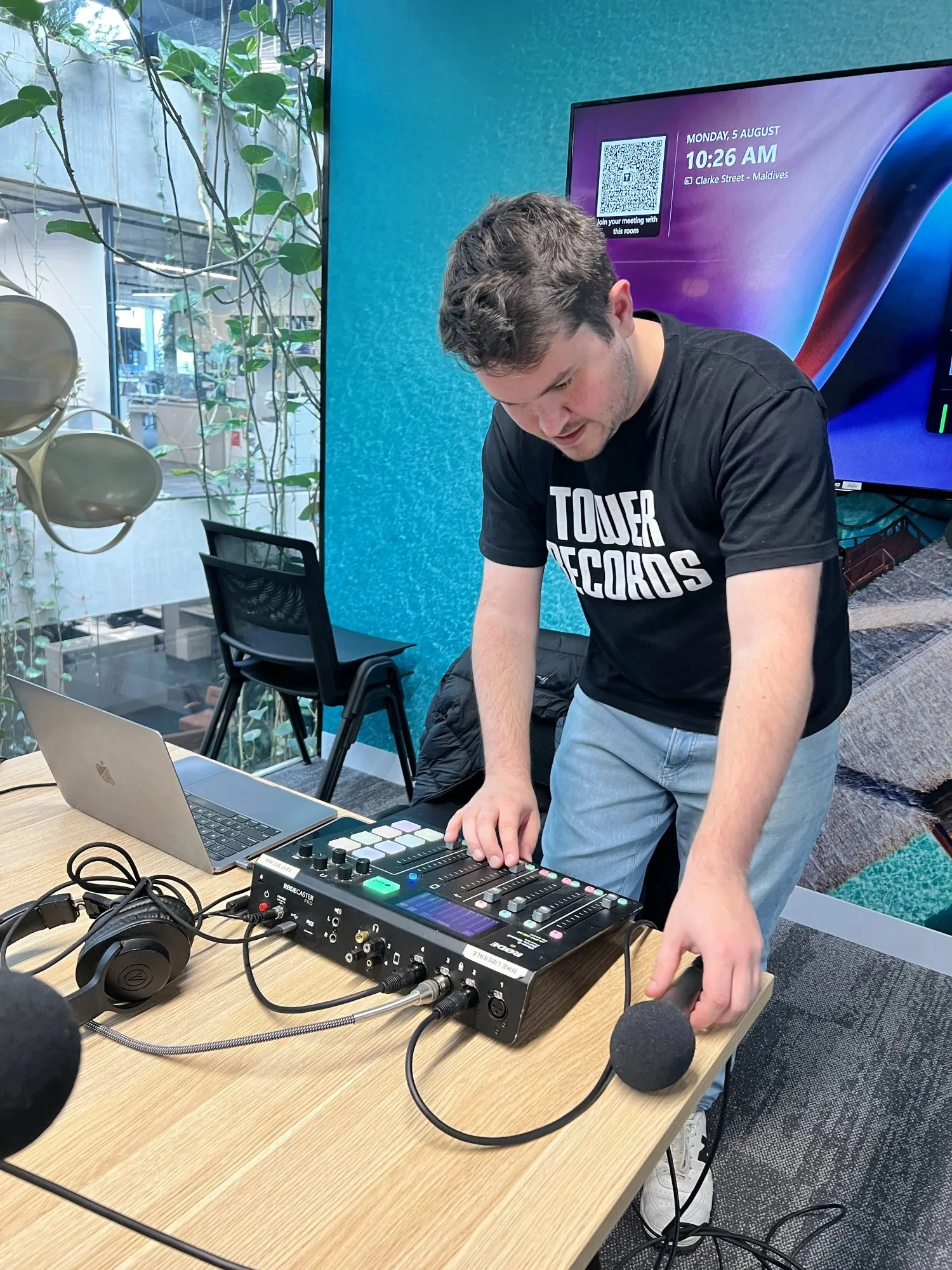 Mike Liberale at the production desk